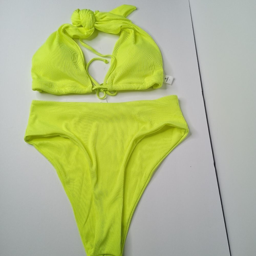 ⭐️Peddney neon yellow bikini set size large